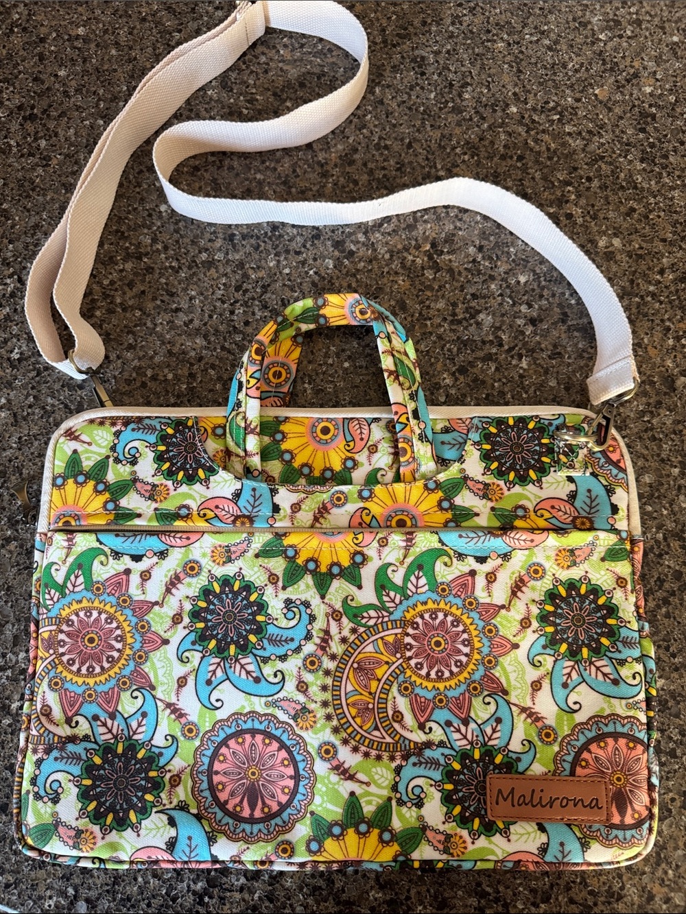 Multicolor Floral Paisley Laptop Bag 4 Pockets